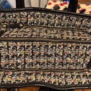 MZ Wallace Multicolor Tweed Laptop Bag with Black Handles